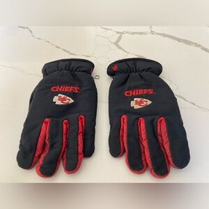 Mens Logo black red Kansas City chiefs insulated cold weather snow work gloves
